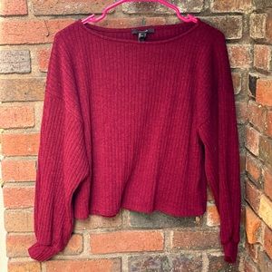 Forever 21 Burgundy Cropped Sweater